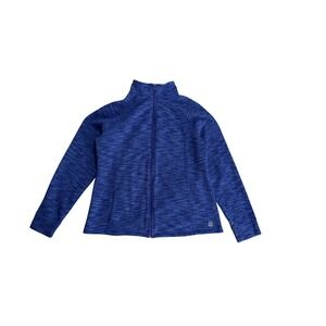 Be Inspired Jacket Womens Large Blue Striped Fleece Full Zip Mock Neck Athletic